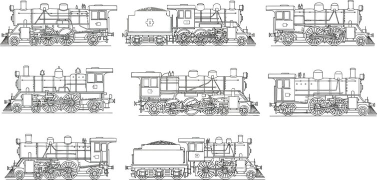 Vintage locomotive blueprints detailed technical drawings of steam engine components