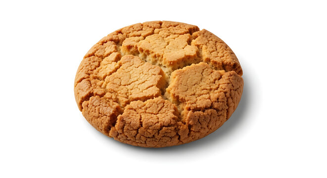 Cracked peanut butter cookie on white background