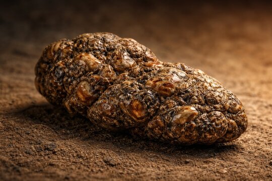 Detailed view of fossilized coprolite sample featuring copy space