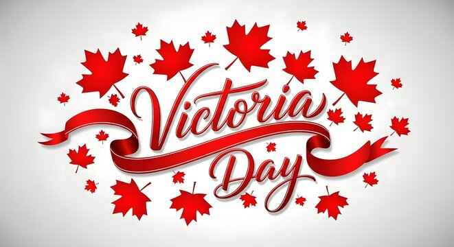 Victoria day celebration a festive canadian holiday design with maple leaves and ribbon