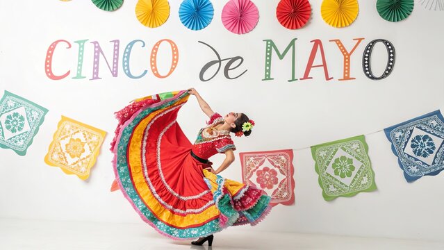 Traditional folklorico dancer with sombrero in festive cultural celebration.