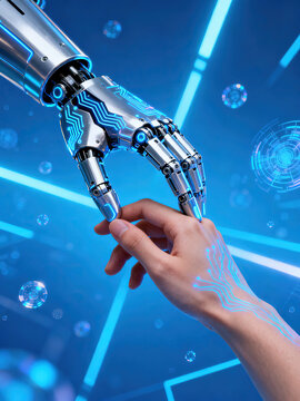 robot hand and human hand