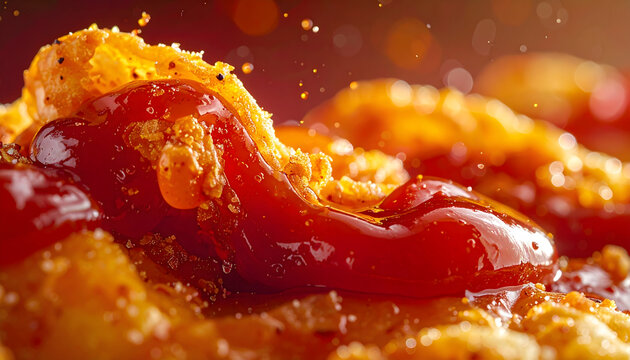 Unhealthy Food, Extreme close up junk food greasy texture unhealthy indulgent surface rich oily detail