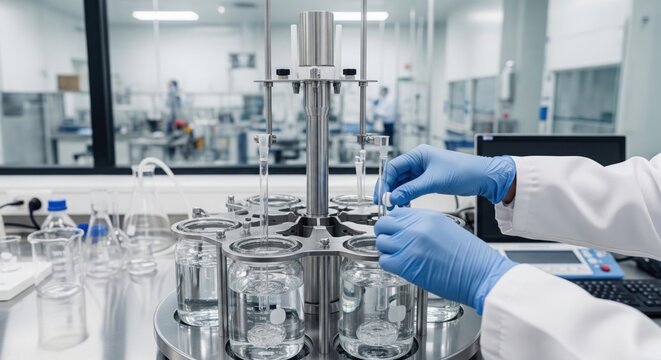 Tablet dissolution testing in pharma quality control laboratory shows release verification, analytical support, batch approval workflow and manufacturing compliance.
