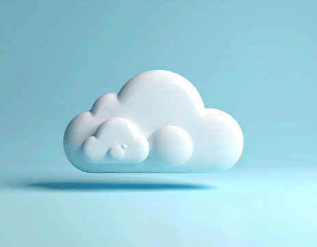3D white cloud icons on light blue background
