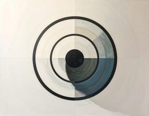 Fototapeta premium Abstract concentric circles geometric painting in cool blue tones