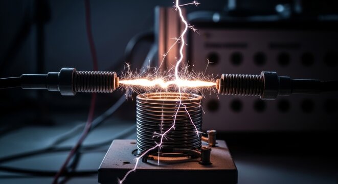 Induction Coil Generating Electric Arc and Sparks