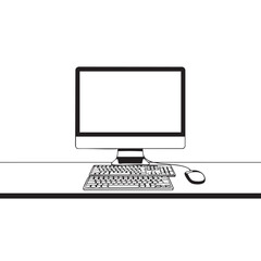 Fototapeta premium Modern desktop computer setup with keyboard and mouse isolated illustration