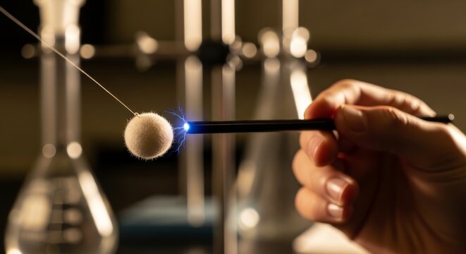 Hand Demonstrating Electrostatic Discharge With Charged Rod