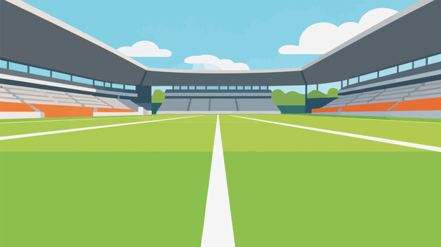 Flat Style Illustration of a Modern Sports Stadium Pitch