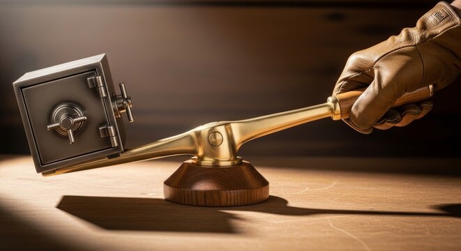 Brass Lever Actuated on Wooden Fulcrum