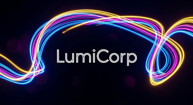LumiCorp Logo with Vibrant Light Trails