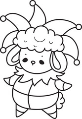 Fototapeta premium Coloring pages of Cute sheep hand drawn emotes icon