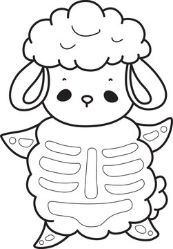 Coloring pages of Cute sheep hand drawn emotes icon