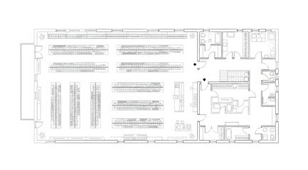 Detailed architectural floor plan of a commercial retail store or showroom © S.Siam
