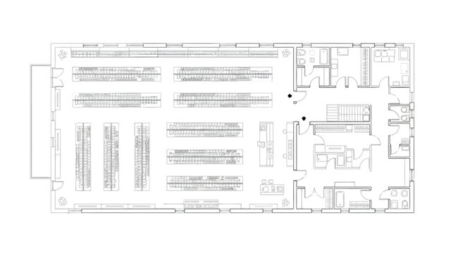 Detailed architectural floor plan of a commercial retail store or showroom
