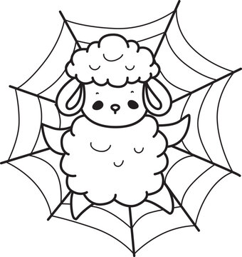 Coloring pages of Cute sheep hand drawn emotes icon