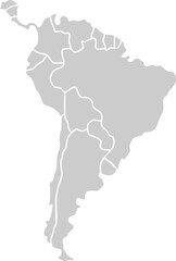 Fototapeta premium South America Map with Rivers and Borders Vector Illustration