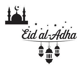 Obraz premium Eid al-Adha Mosque Lanterns with Crescent Moon and Stars