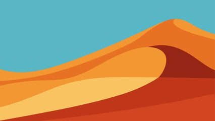Orange sand dunes under clear blue sky at sunset © ruposhi