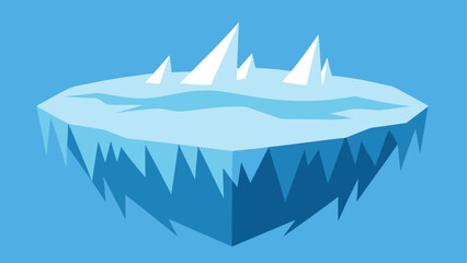 Iceberg floating on calm blue water with mountain peaks © ruposhi