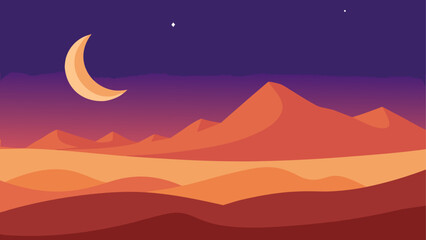 Full moon rising over red mountain range at night © ruposhi