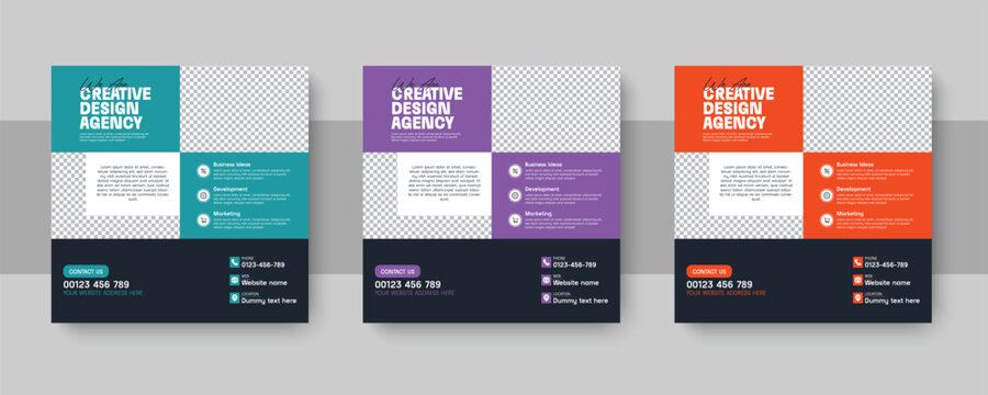 Creative design agency social media post or web banner ad template for corporate branding marketing.