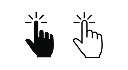Fototapeta premium A pair of minimalist vector hand cursor icons illustrating click actions for web and digital design