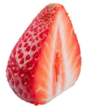 Strawberry sliced half isolated on a white background. Clipping path.