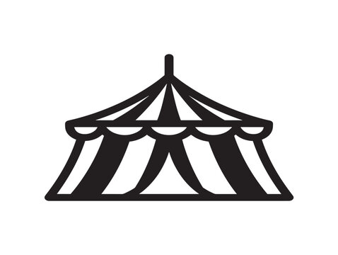 minimalist circus tent vector illustration with striped pattern and central pole