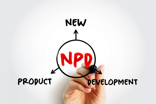NPD New Product Development - complete process of bringing a new product to market, acronym concept for presentations and reports