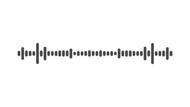 Minimalist media player waveform, simple dark gray audio spectrum on white background, clean frequency motion loop, abstract voice recorder opener for digital video marketing. 4k video