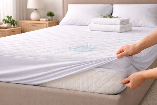 Installing Waterproof Mattress Protector on Bed