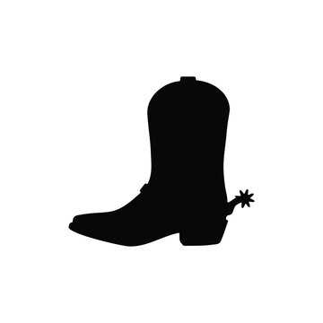 Cowboy boat spur silhouette icon vector flat design.