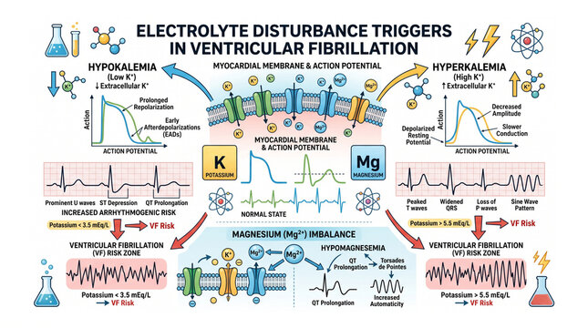Electrolyte Disturbance Triggers in Ventricular Fibrillation: Hypokalemia, Hyperkalemia, and Hypomagnesemia