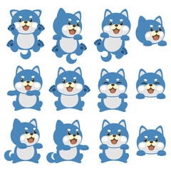 Fototapeta premium A collection of simple and cute dog images.,
