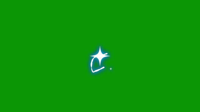 Star sparkle with Explosion FX with flash thunder effect, high energy burst, glowing particles, dynamic light trails and green blackground  4K