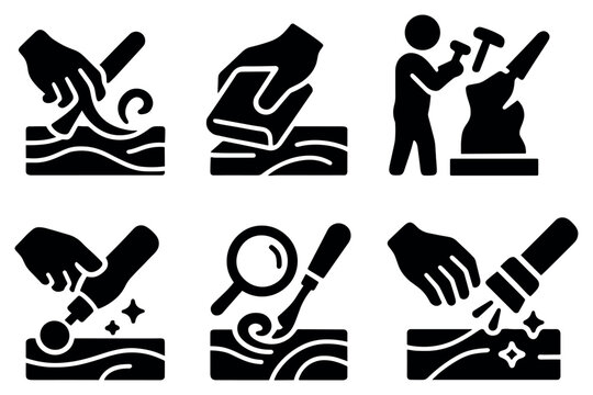 Craft icons with hand chisel wood minimal