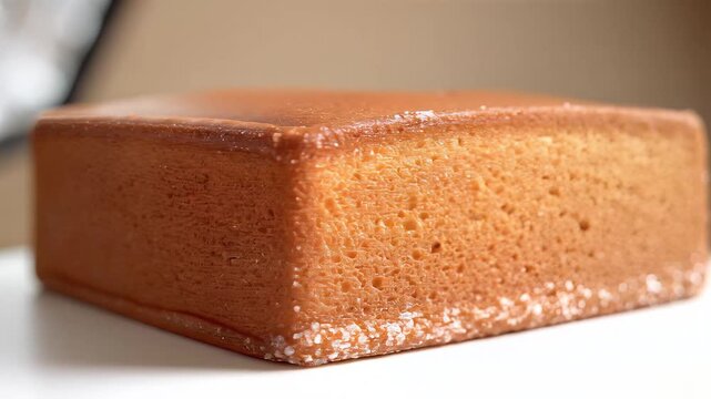 Close up of a delicious baked bread loaf on a white surface.