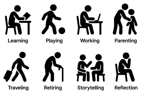 Lifestyle icons with person activity simple
