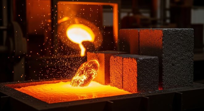Molten Metal Pouring in Industrial Forge