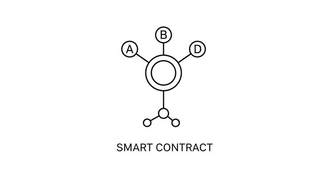Smart contract technology blockchain network decentralized agreement illustration