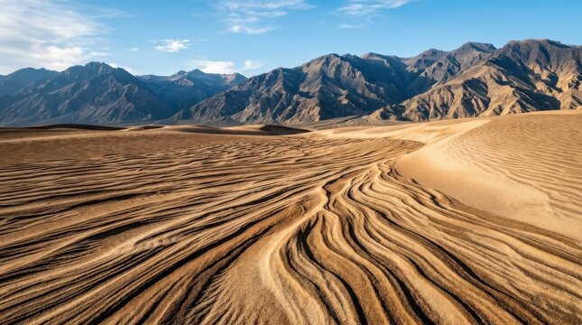 Desert dune textures in the Puna region, natural landscape background with sculpted sand patterns and earthy tones, dramatic sunlight, realistic detail, no logos