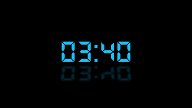 4 minute countdown animation from 240 seconds to 0 seconds on a transparent background, 4 minute countdown timer with alpha channel