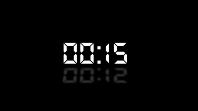 20 seconds countdown animation from 20 seconds to 0 seconds on a transparent background, 20 seconds countdown timer with alpha channel