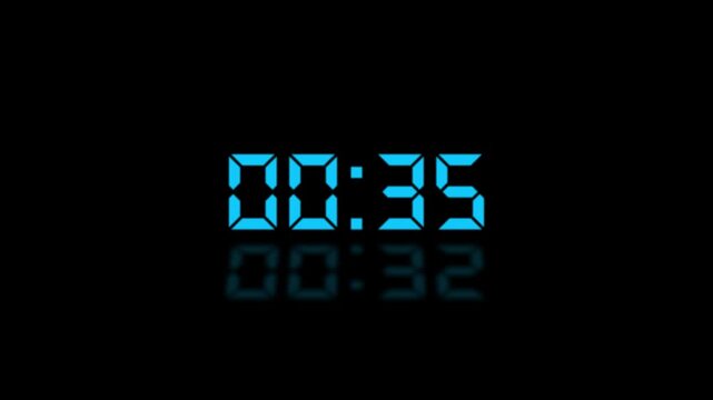 Countdown Digital Clock Animation 40 to 0 second Countdown digital clock timer icon. Animation of glowing 40 to 0 second countdown timer. minute stopwatch , analog clock icon animation. 4k video