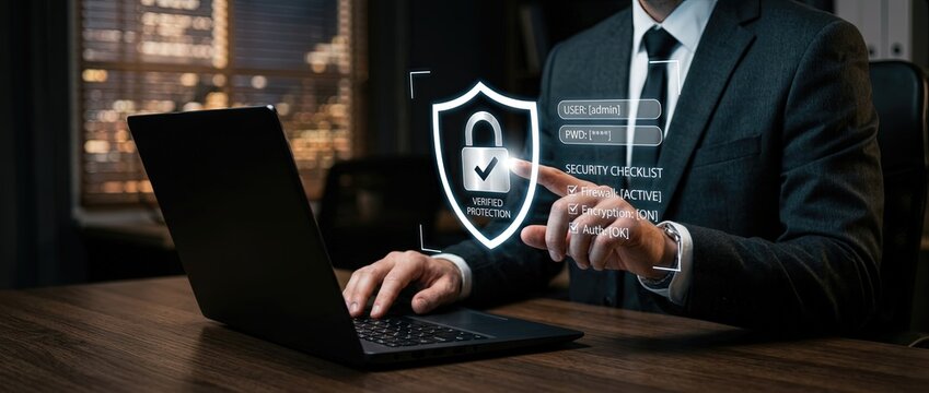 Enhancing cybersecurity measures for businesses corporate office digital content modern environment close-up view safeguarding data integrity and privacy