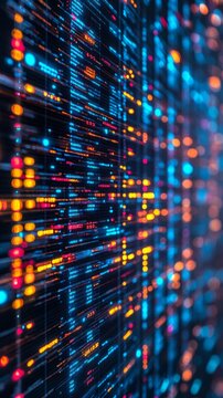 The flickering lines of code on the server convey the dynamism of the digital world, providing a tech-savvy backdrop for topics such as programming and big data.