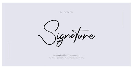 Fototapeta premium Signature, Beauty Luxury Script font alphabet logo. Typography beautiful fashion elegant classic letters serif italic fonts decorative wedding vintage retro logos. vector illustration 