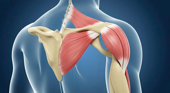 Human body muscle anatomy shoulder.